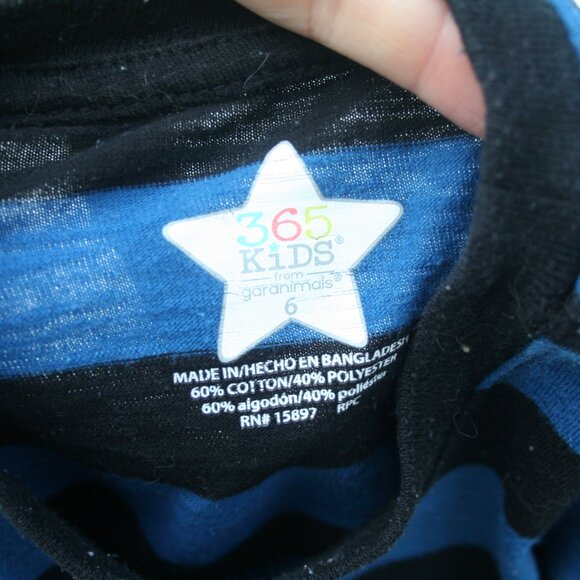 BOYS 6 LONG SLEEVE TEE BLUE BLACK WIDE STRIPE SHIRT SCHOOL VACAY COOL KID - Picture 4 of 4